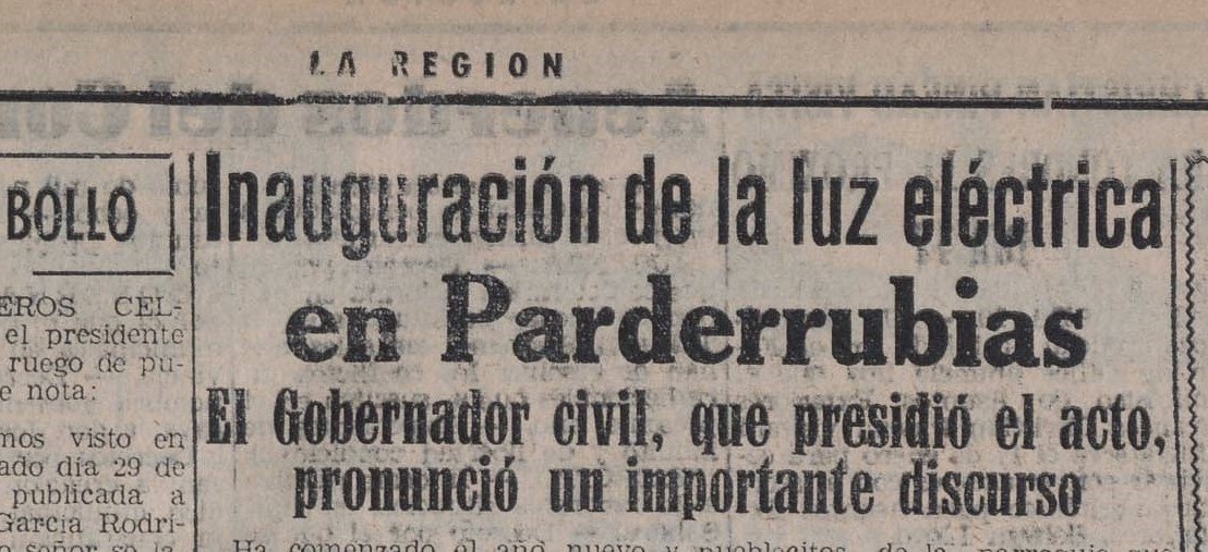 ¡Y se hizo la luz! Se cumplen 65 años de la llegada de la electricidad a&nbsp;Parderrubias